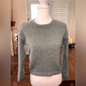 YES LOLA Textured Nubby Knit Sweater Sage Green Cozy Cropped Pullover XS Boho